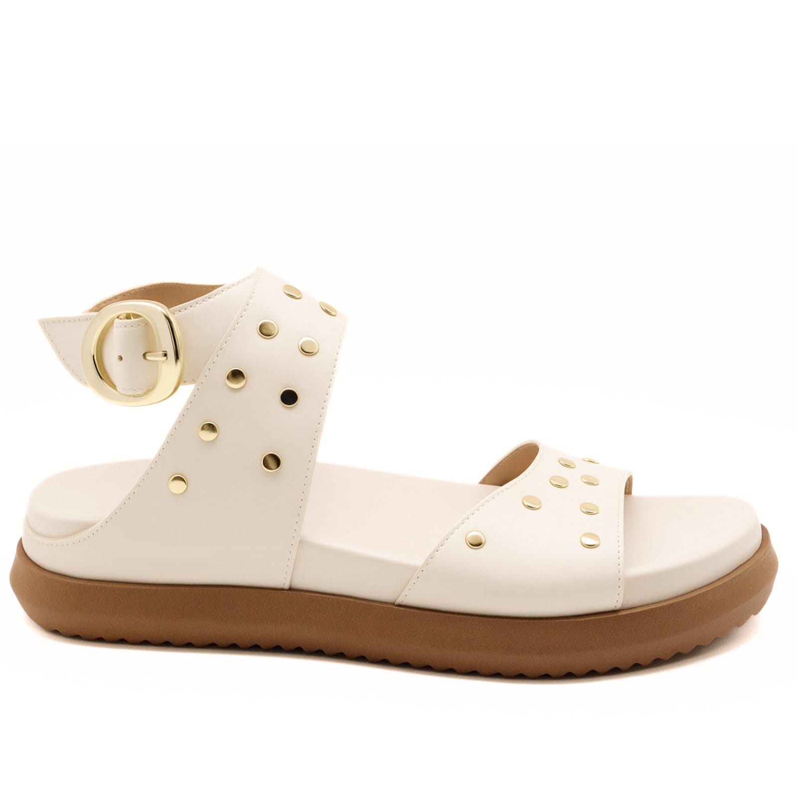 Vista 2 Papete Flatform Feminina Tira com Fivela Off White Delicada 004 Hannah Footwear off-white white