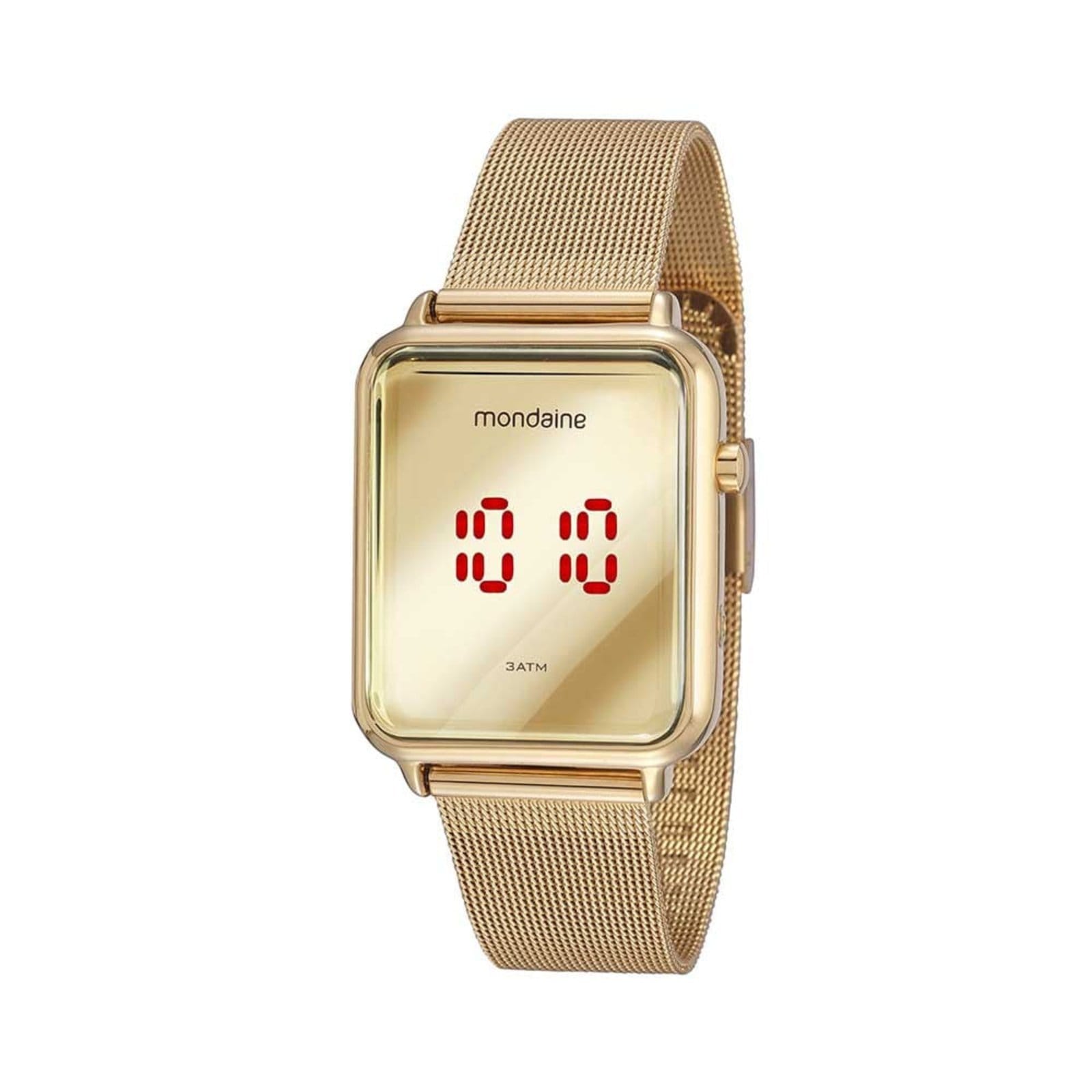 Vista principal Relógio Feminino Digital Malha de Aço Mondaine dourado