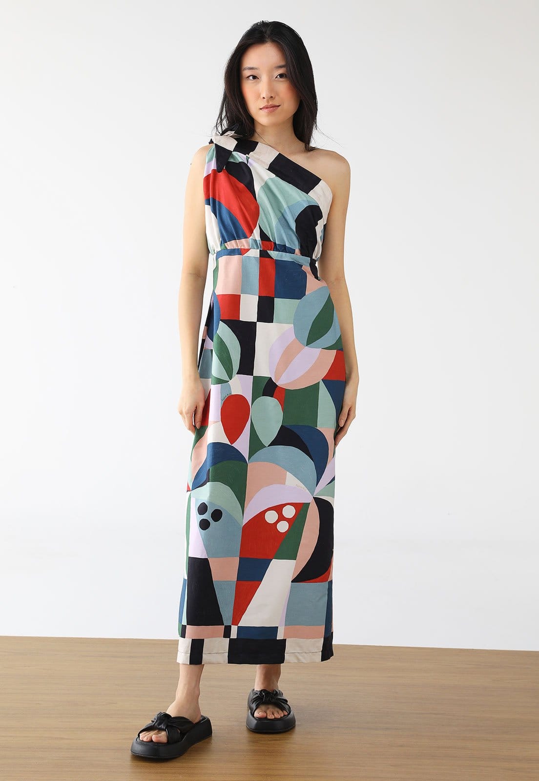 Vista principal Vestido FARM Midi Recanto dos Coqueiros FARM verde