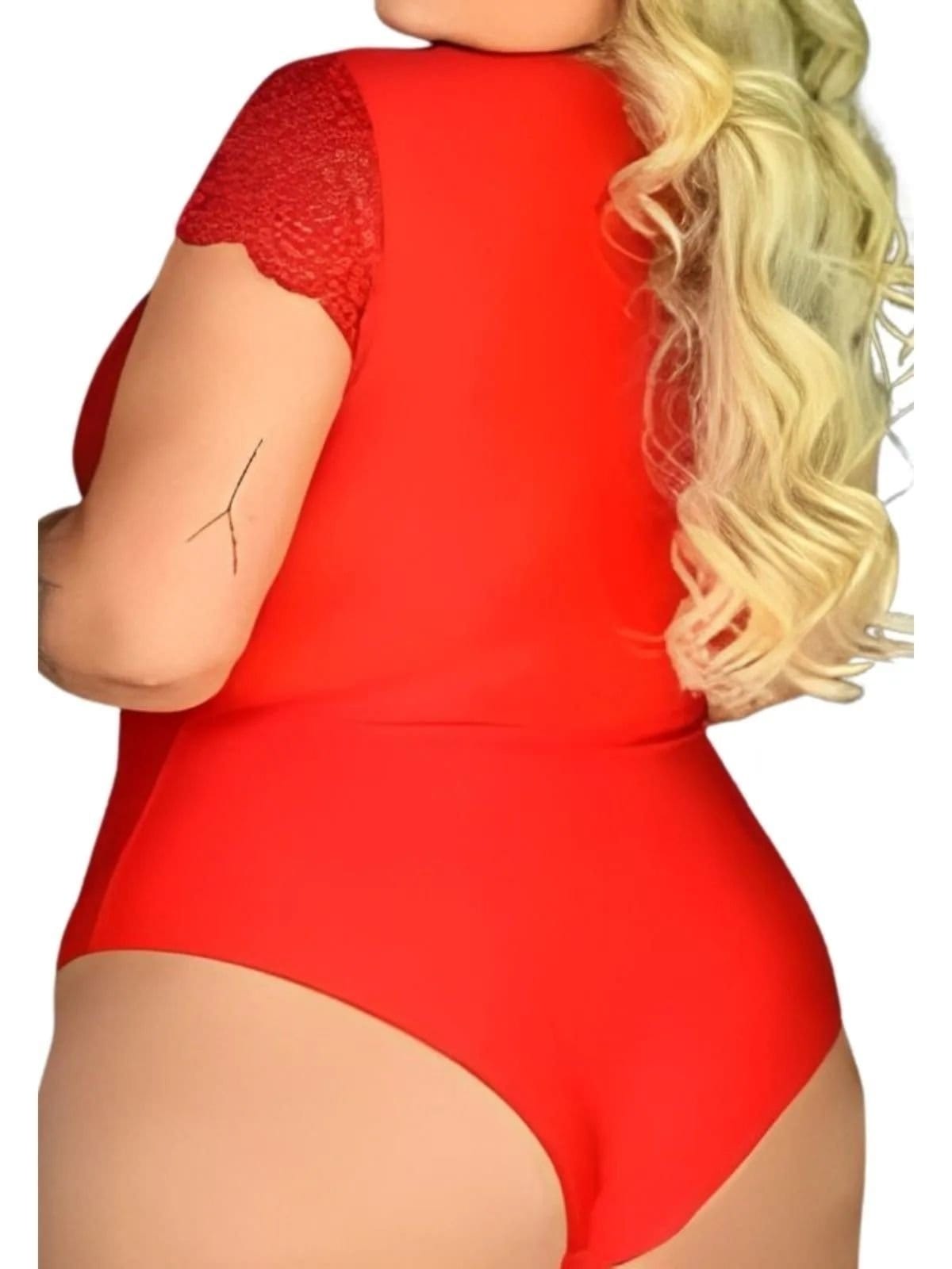 Vista 2 Body Summer Body Decotado Plus Size Roupa Tamanhos Grandes Sexy Feminina Summer Body vermelho/vinho