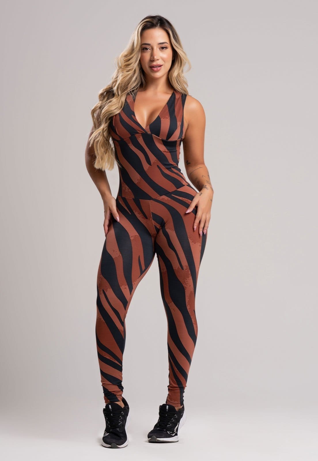 Macacão MVB Modas Bojo Suplex Liso Fitness Academia Safari