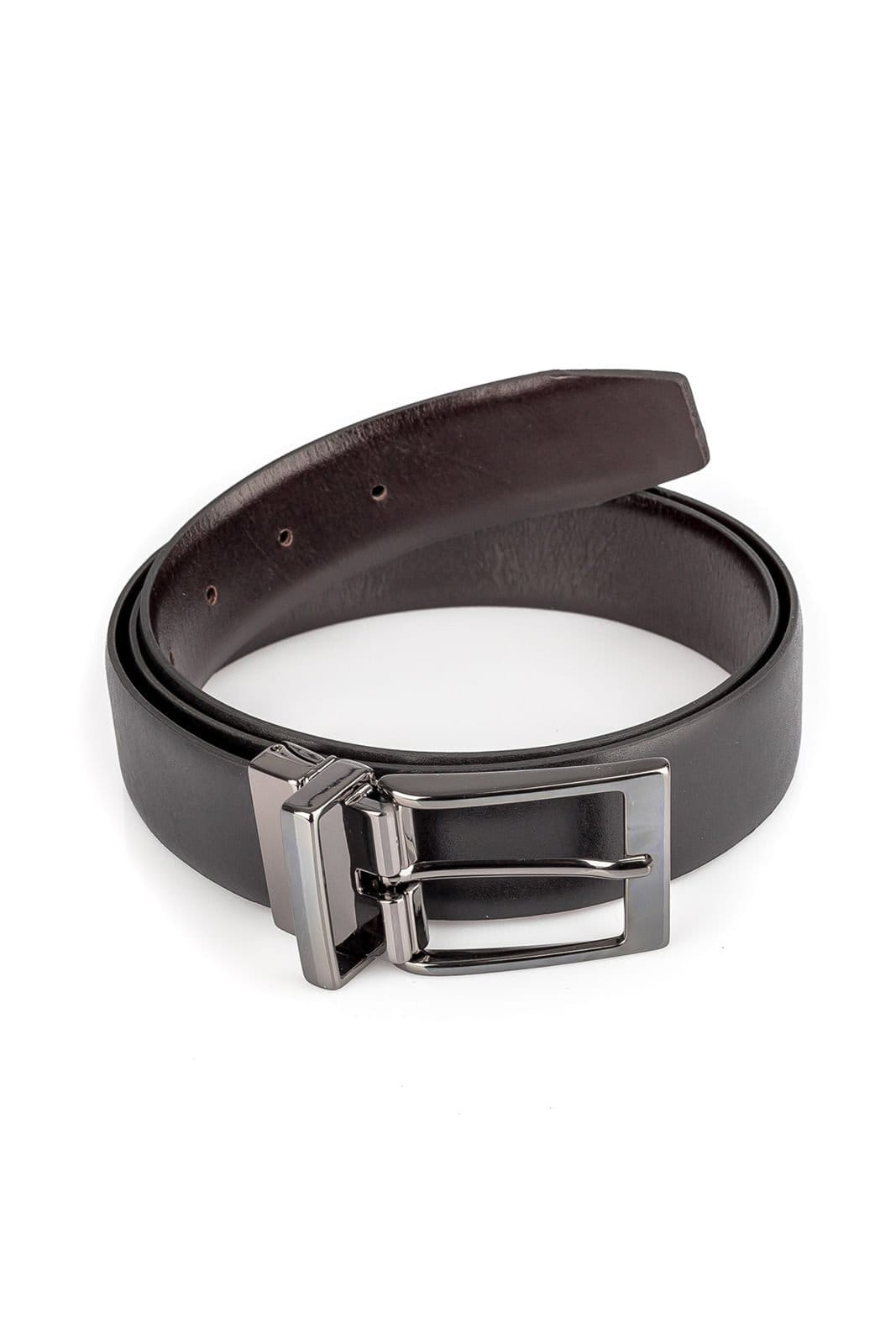 Vista 2 Cinto Vira Vento Masculino Reversível Em Couro Jonas Café Vira Vento preto