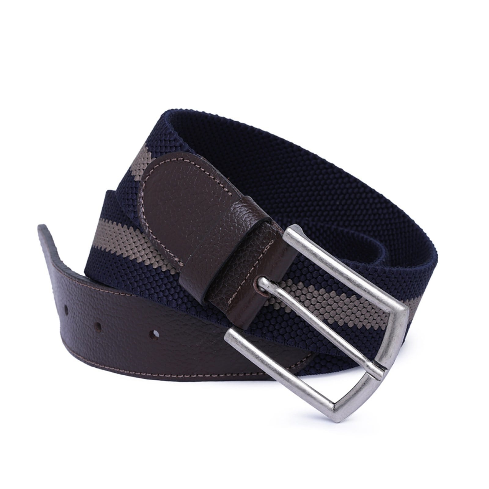 Vista principal Cinto Flex Masculino em Elástico e Couro Malbork e Bege EL62_42AB Malbork azul