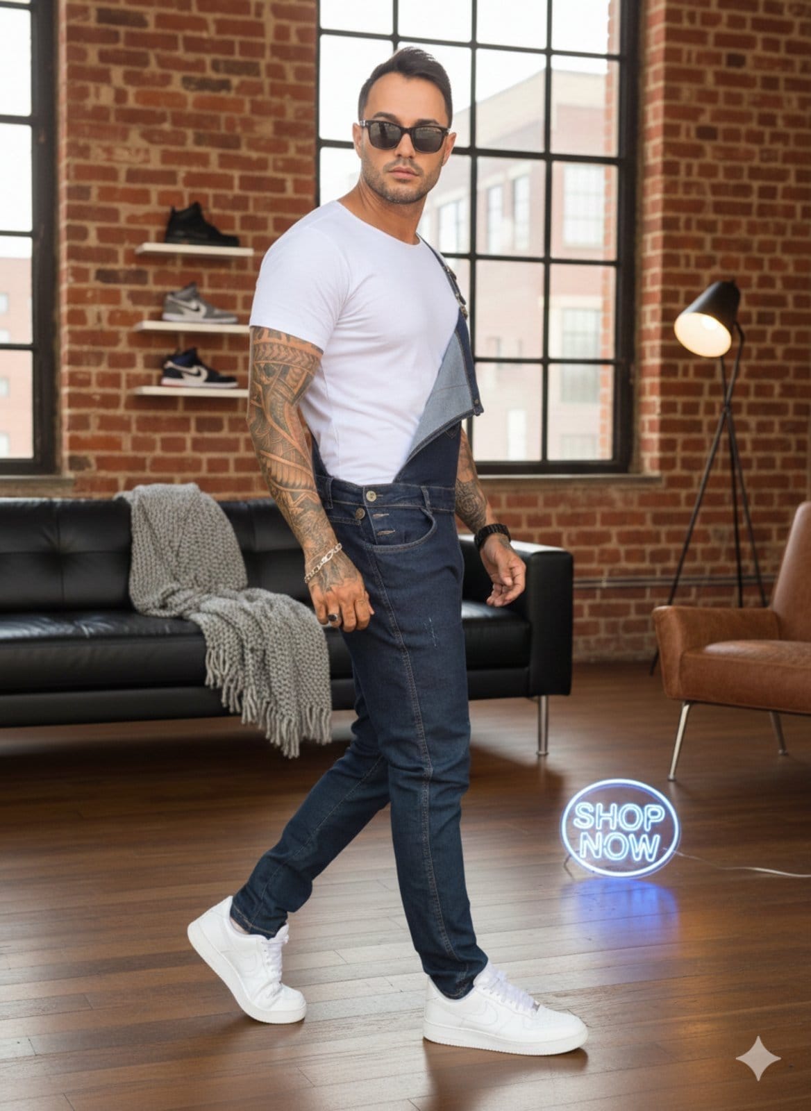 Vista 2 Macacão Jardineira Masculino Azulão Loka Rodolfo Jeans Loka azul marinho/jeans