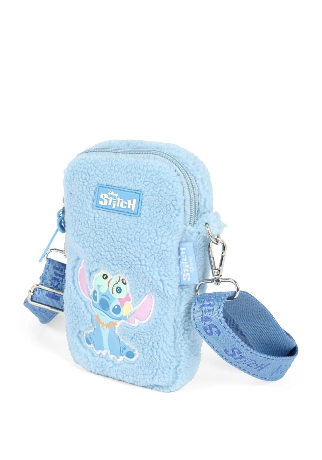 Vista 2 Infantil - Bolsa Shoulder Bag Pequena Pelucia Stitch Disney Luxcel azul