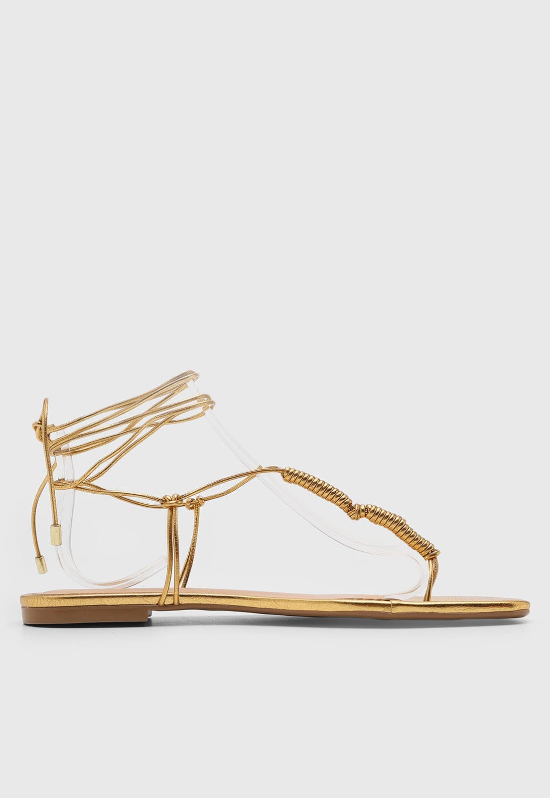 Vista 2 Rasteira Feminina Luiza Barcelos Amarração Dourada Luiza Barcelos dourado