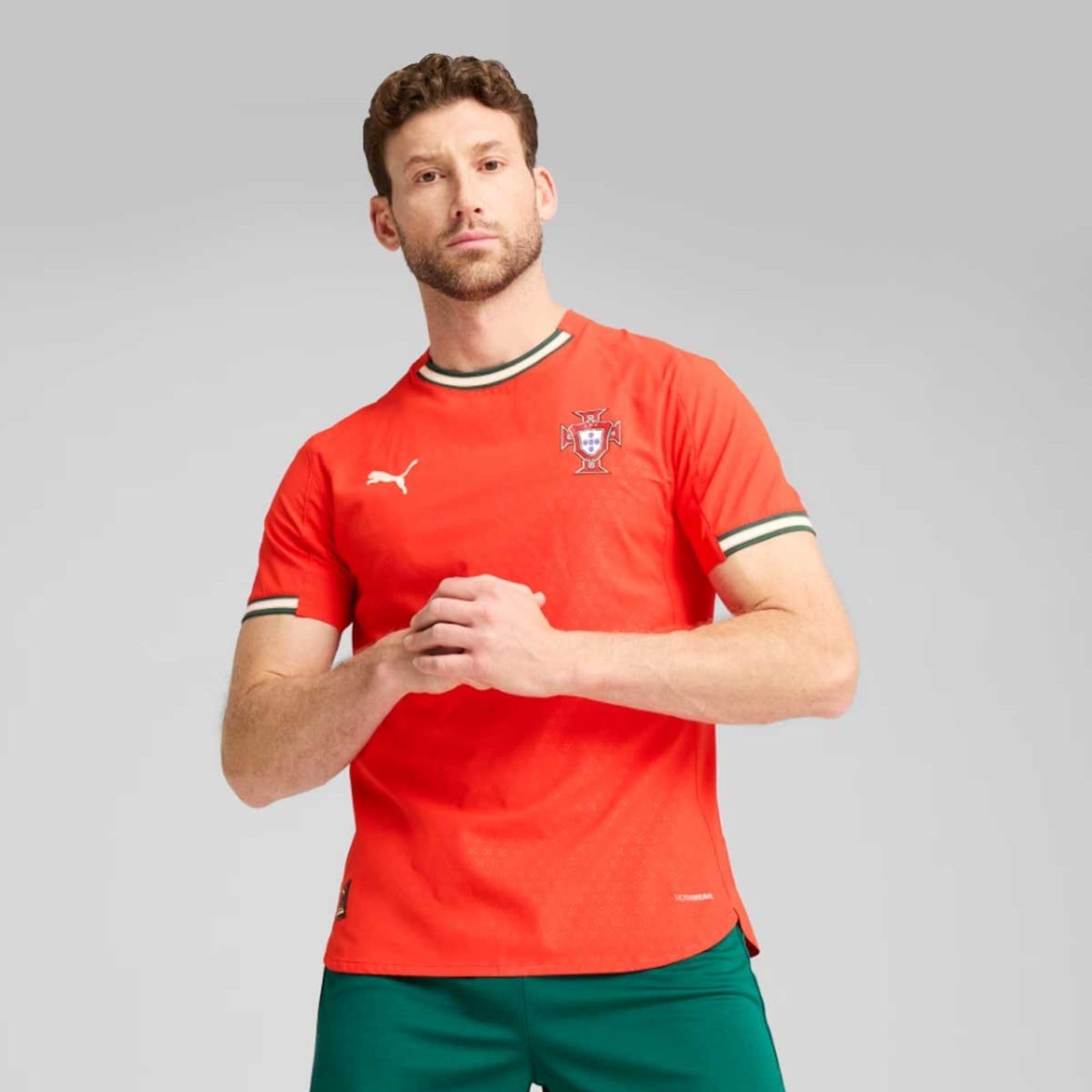 Vista principal Camisa Puma Portugal Home 2025 Jogador Puma vermelho