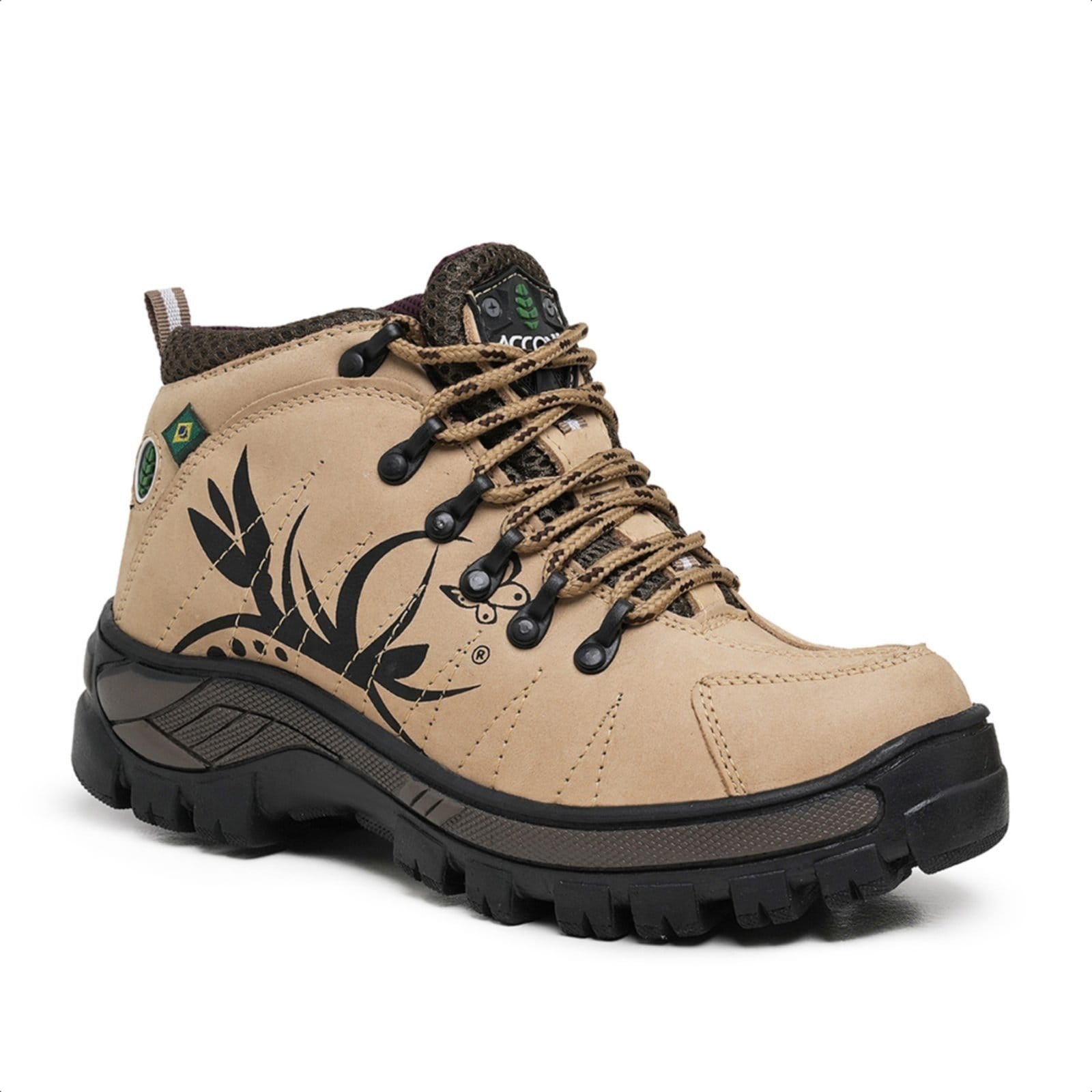 Coturno Accona Adventure Feminino Em Couro Areia 10000A