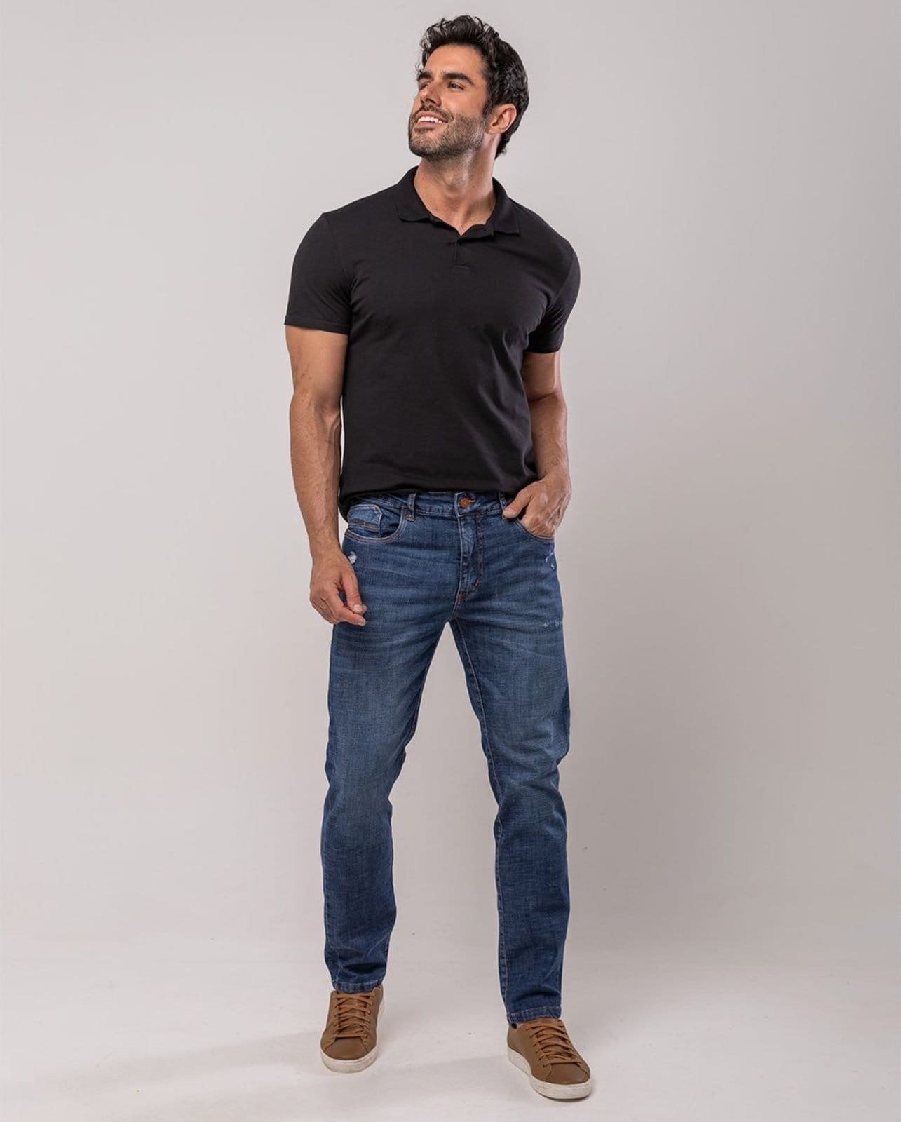 Vista principal Calça Slim Fit Masculina 24643 Sky Escuro Consciência jeans