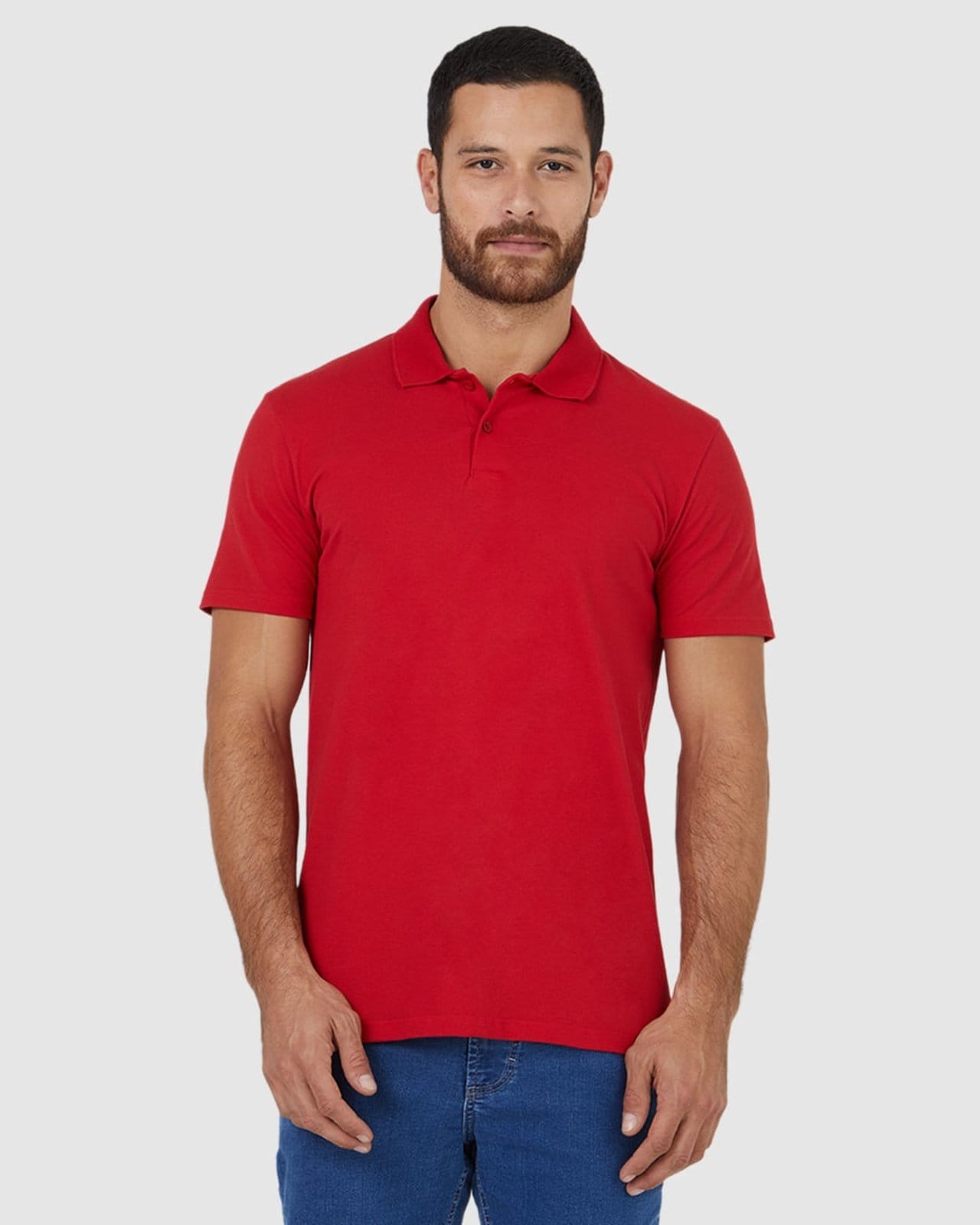 Vista principal Camisa Polo Básica Masculina Gola Esporte Em Piquet Stretch Malwee vermelho