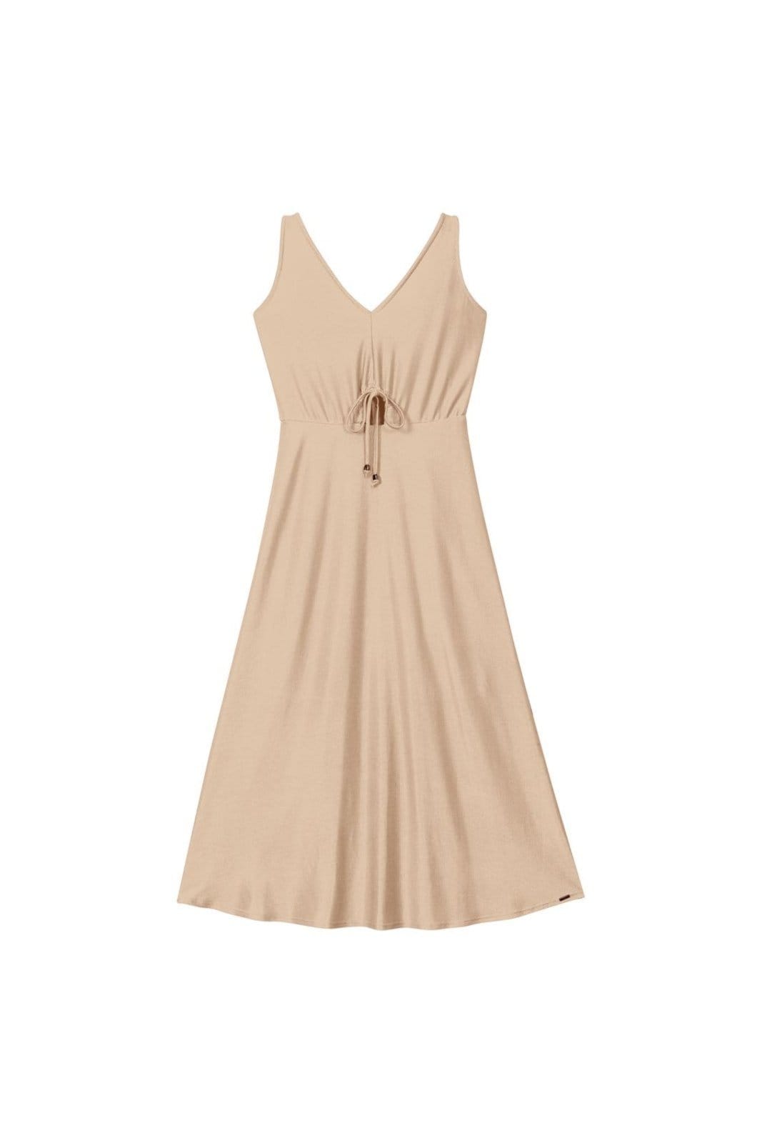 Vista principal Vestido Feminino Cintura Ajustável Marialícia Marialícia bege
