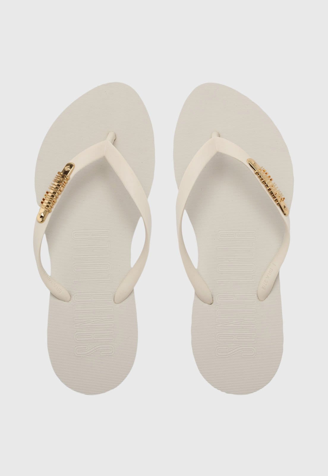 Vista principal Chinelo Feminino Santa Lolla Detalhe Metalizado Off-White Santa Lolla off-white white