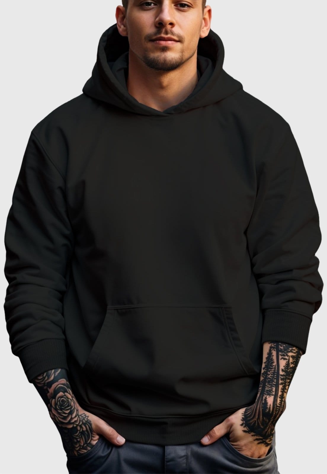 Moletom Canguru Masculino Flanelado Com Capuz Preto