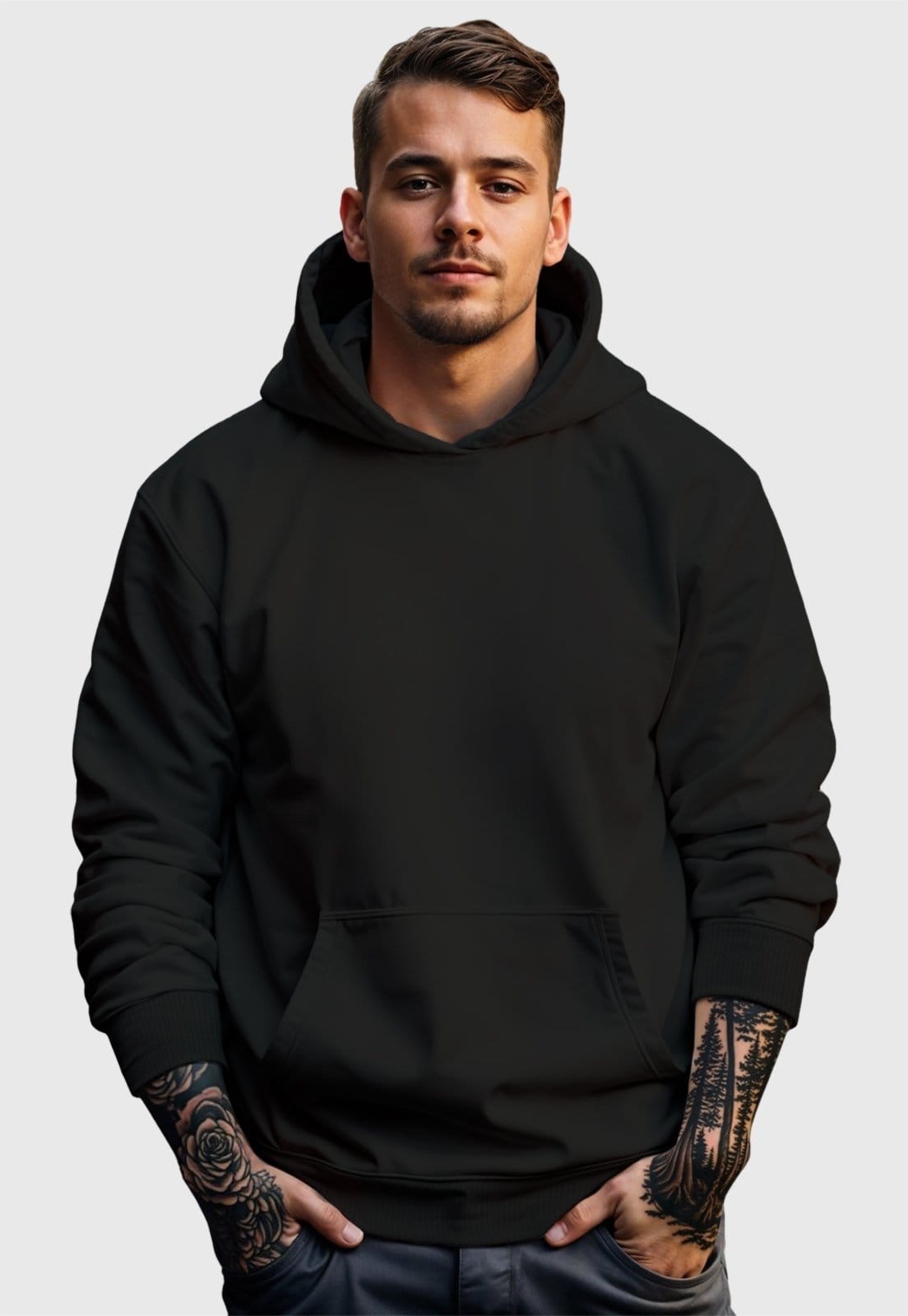 Vista 2 Moletom Canguru Masculino Flanelado Com Capuz Preto Benellys verde militar