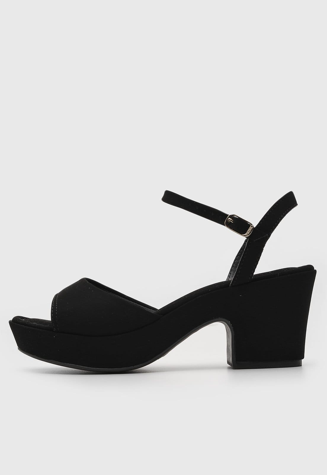 Vista principal Sandália VIA UNO Suede Preta VIA UNO preto