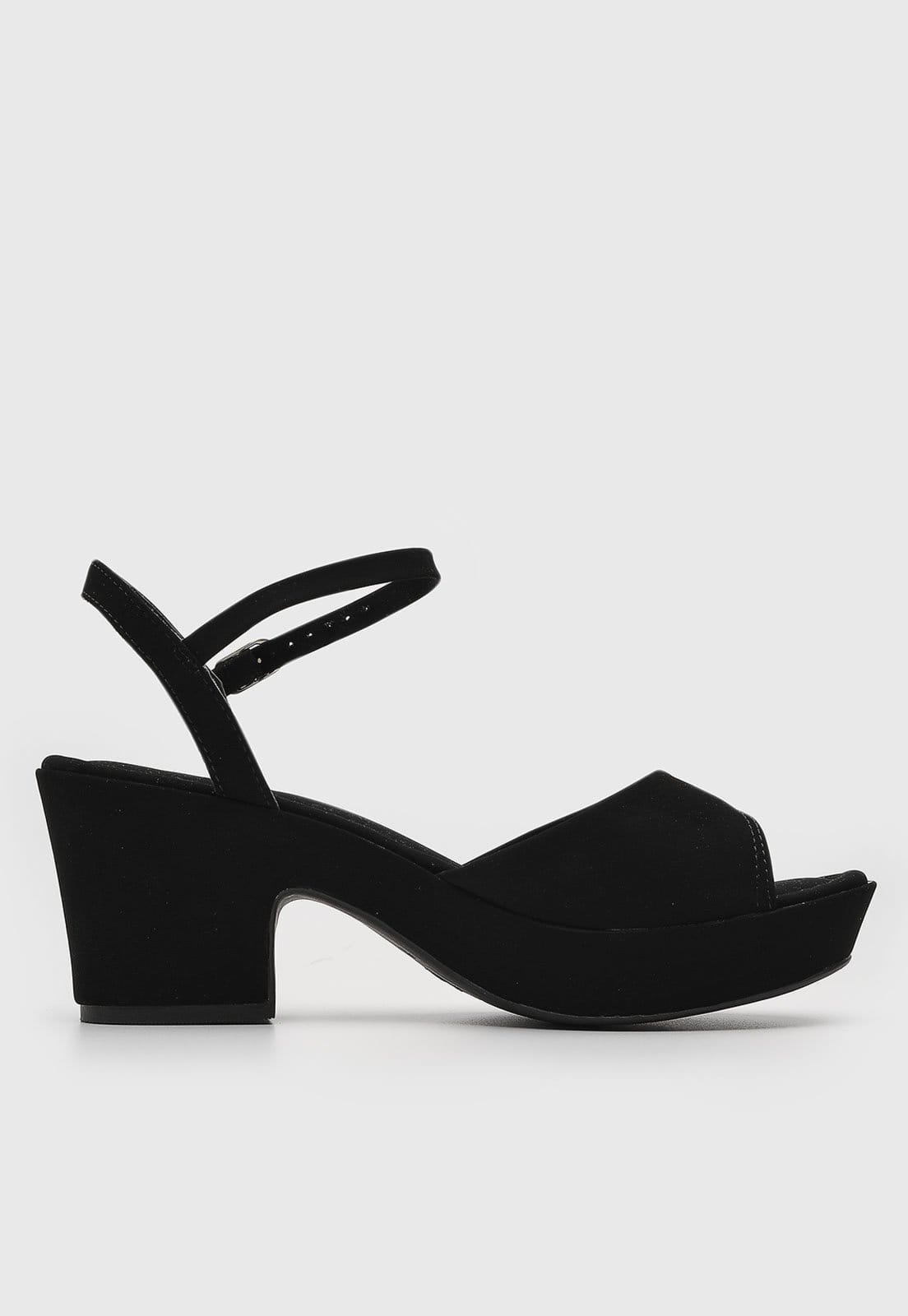 Vista 2 Sandália VIA UNO Suede Preta VIA UNO preto