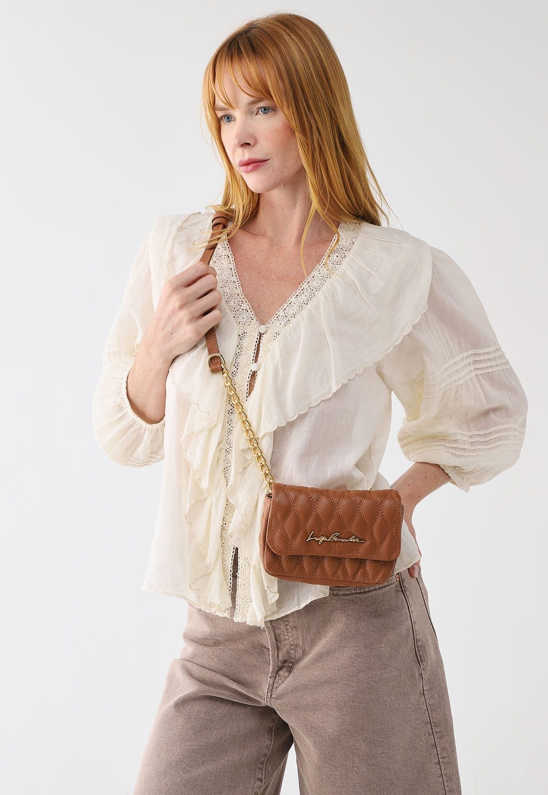 Bolsa Feminina Luiza Barcelos Matelassada Caramelo