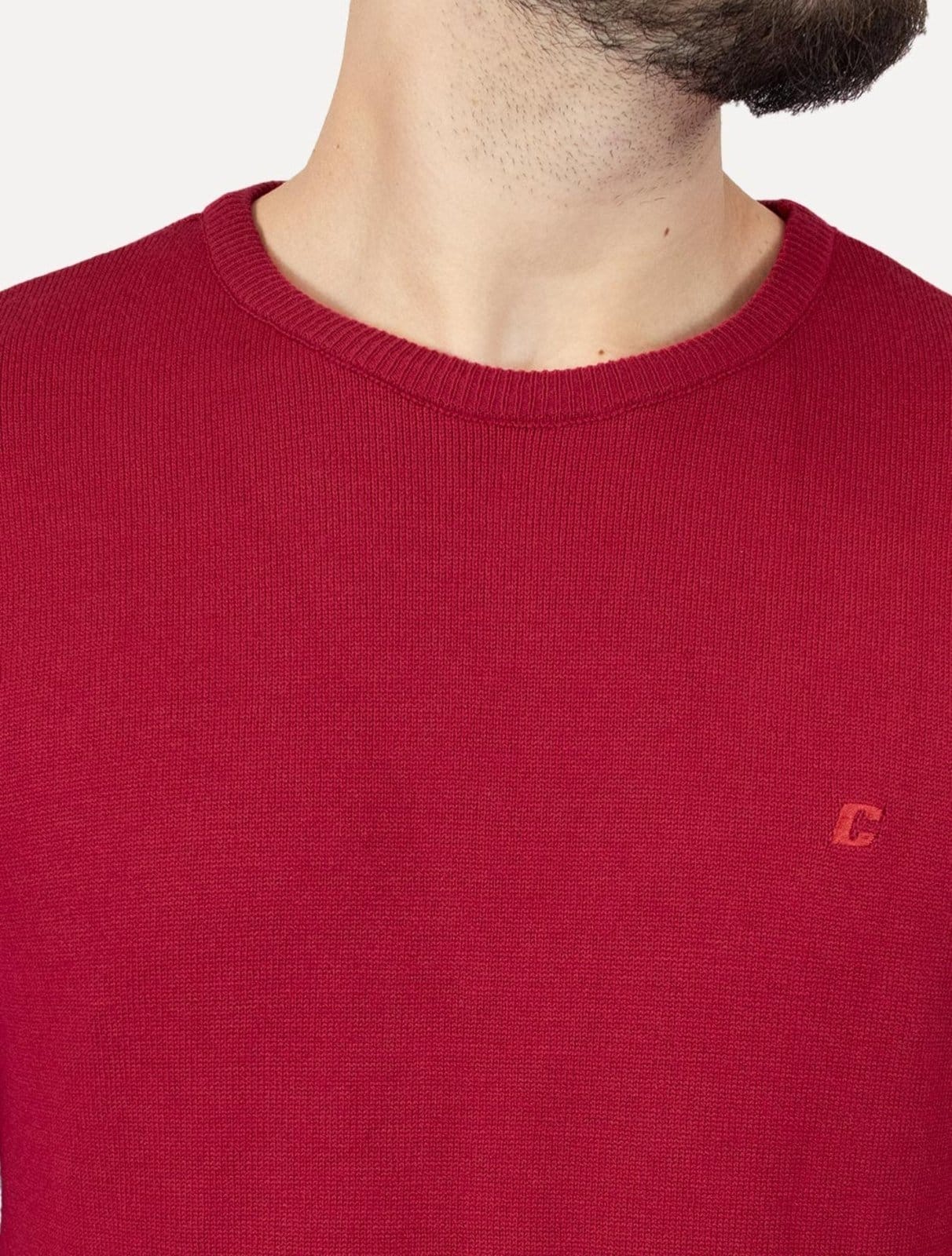 Vista 2 Suéter Colcci Masculino Tricot Crewneck Logo Colcci vermelho