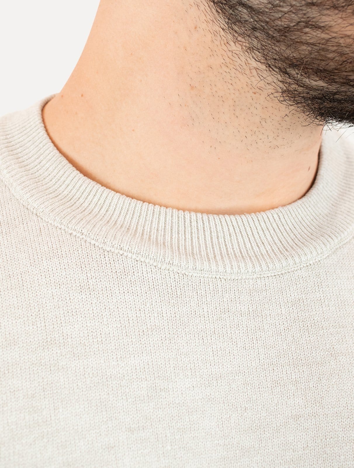 Vista 2 Suéter Dixen Masculino Crewneck Tricot Liso Areia Mescla Dixen bege