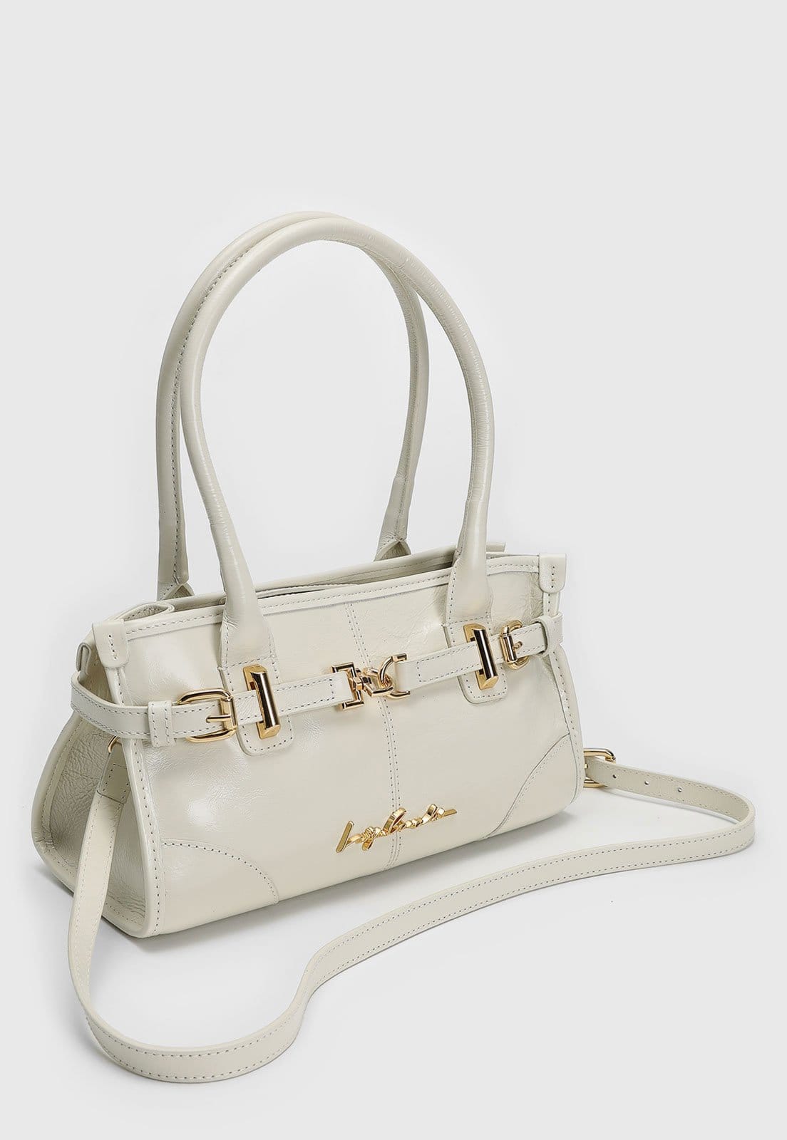 Vista 2 Bolsa Tiracolo Luiza Barcelos Tote Alça Dupla Off-White Luiza Barcelos off-white white