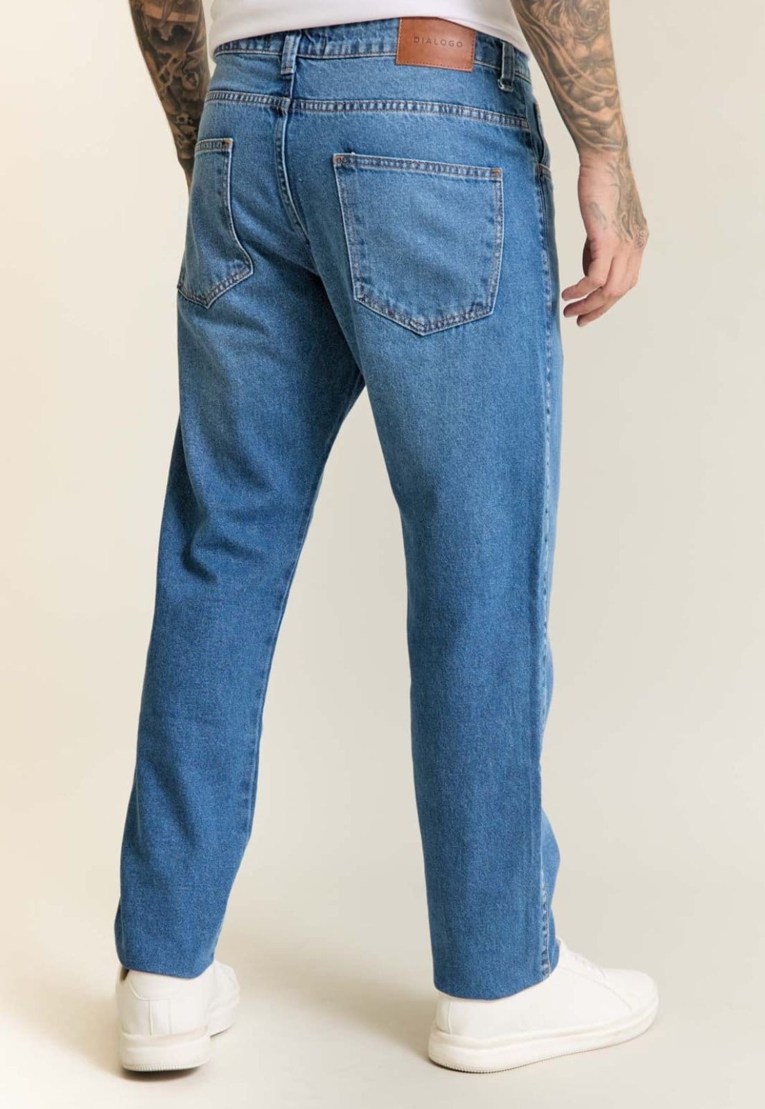 Vista 2 Calça Jeans Reta Masculina 100% Algodão Dialogo Dialogo Jeans azul