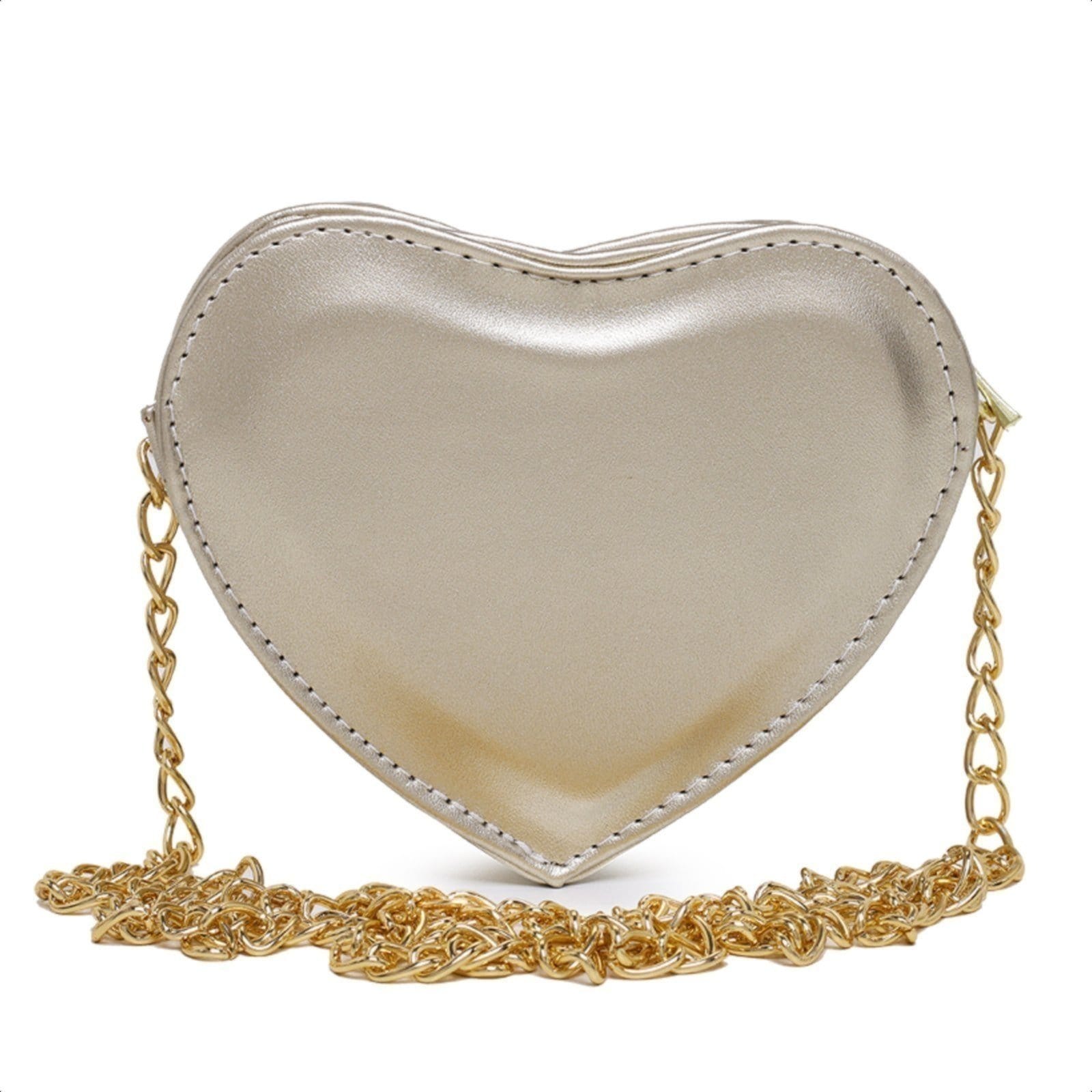 Bolsa Feminina Transversal De Coração alça Dourada Sch 8160 Dourado