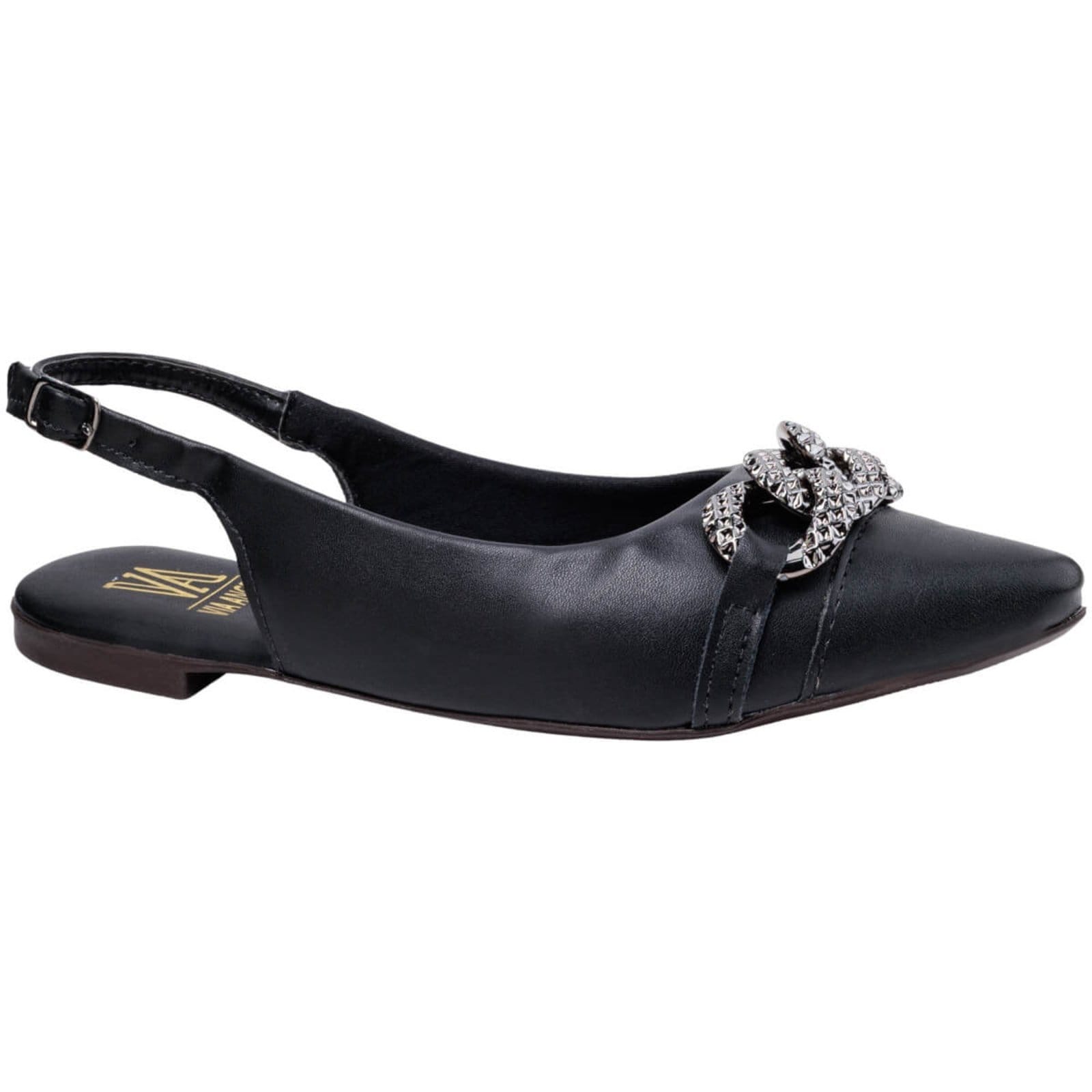 Sapatilha Feminina Slingback Corrente Moderna Elegante Confortável Casual Social Via Angel 90.02