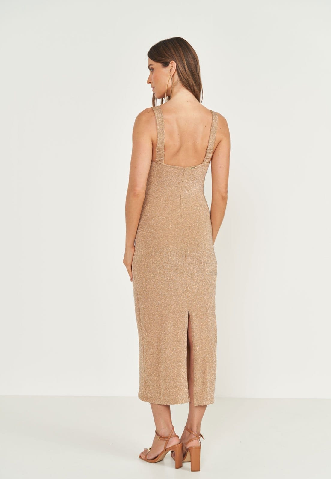 Vista 2 Vestido Feminino Colcci Metalizado Colcci dourado