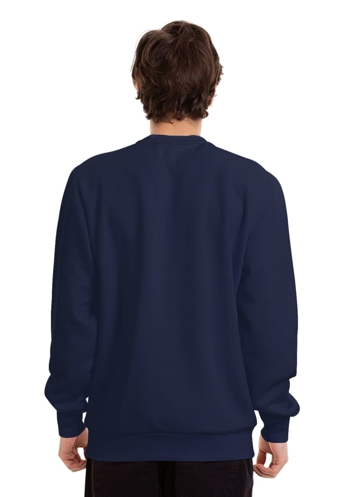 Vista 2 Kit 3 Moletons Gola Careca Básicos Preto, Cinza e Marinho Masculino Di Nuevo multicolorido