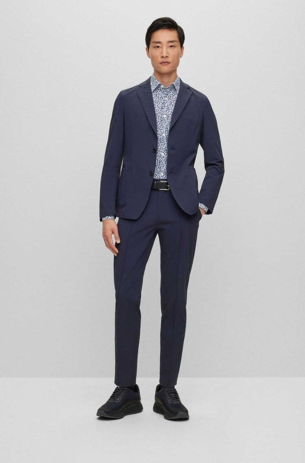 Camisa De Corte Ajustado Com Colarinho Clássico Em Material Estampado - 2