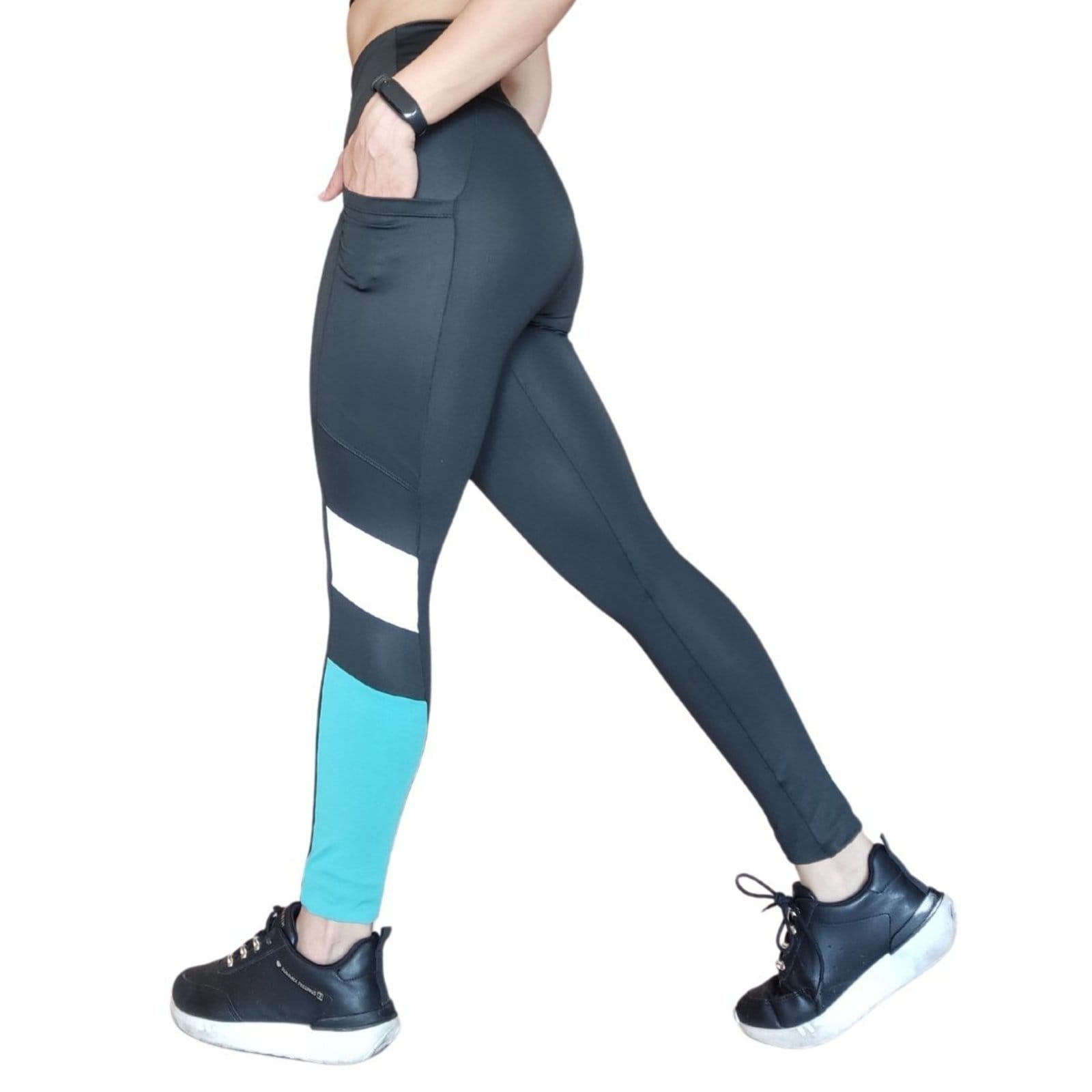 Calça Legging Heide Ribeiro Three Colors Pocket e Verde Piscina