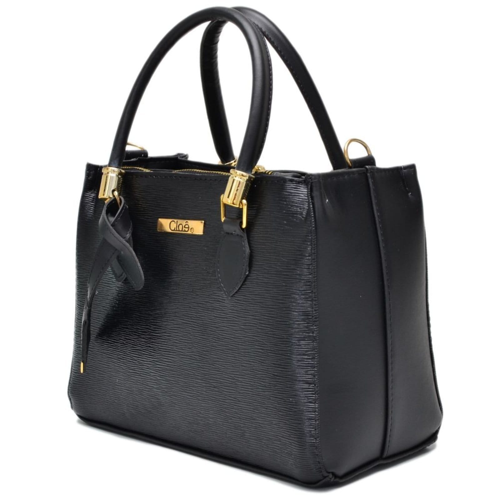 Bolsa Feminina Lorena Média AK Tote Baú Alça Transversal Clube do Sapato de Franca Cloê Angik Preta