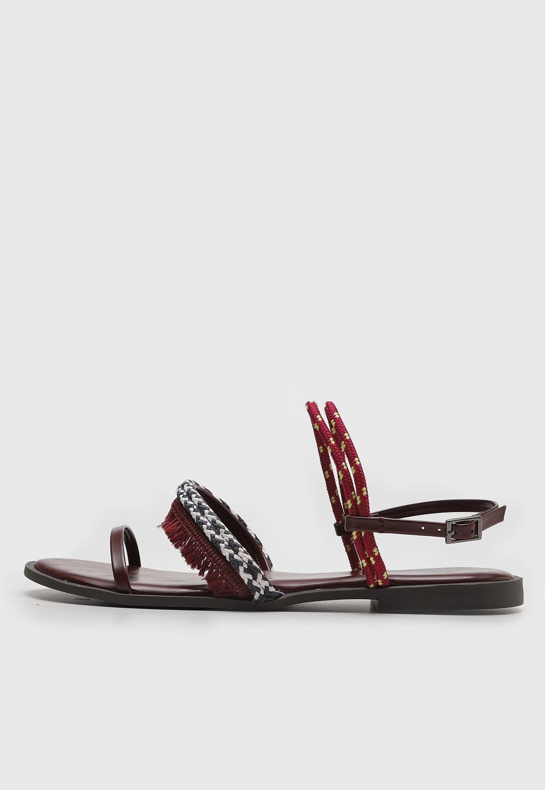 Vista principal Rasteira Via Mia Franjas Via Mia marrom