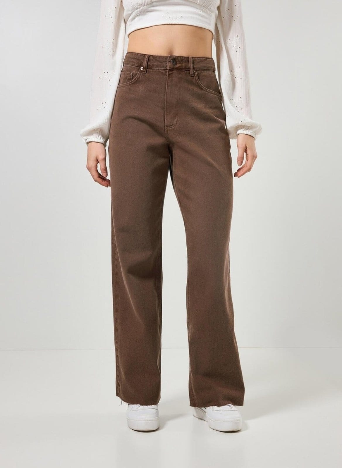 Vista 2 Calça Jeans Wide Leg Marrom Youcom multicolorido