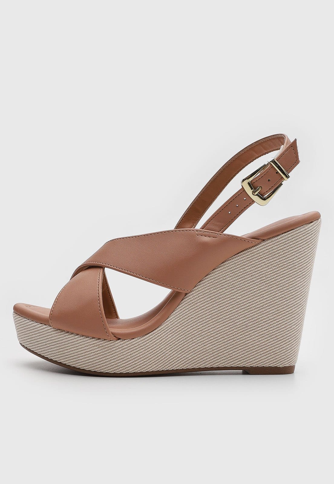 Sandália Feminina Vizzano Salto Anabela Tiras Cruzadas