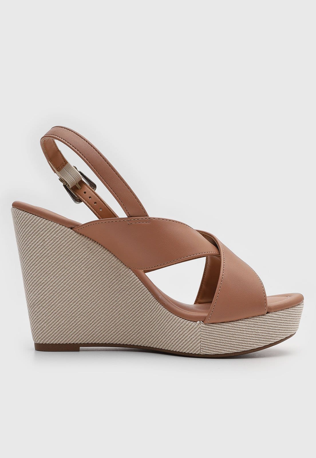 Vista 2 Sandália Feminina Vizzano Salto Anabela Tiras Cruzadas VIZZANO nude