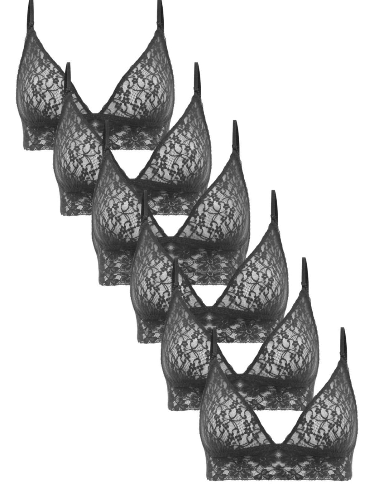 Kit 6 Sutiãs Triângulo Renda Sweet Lace Preto