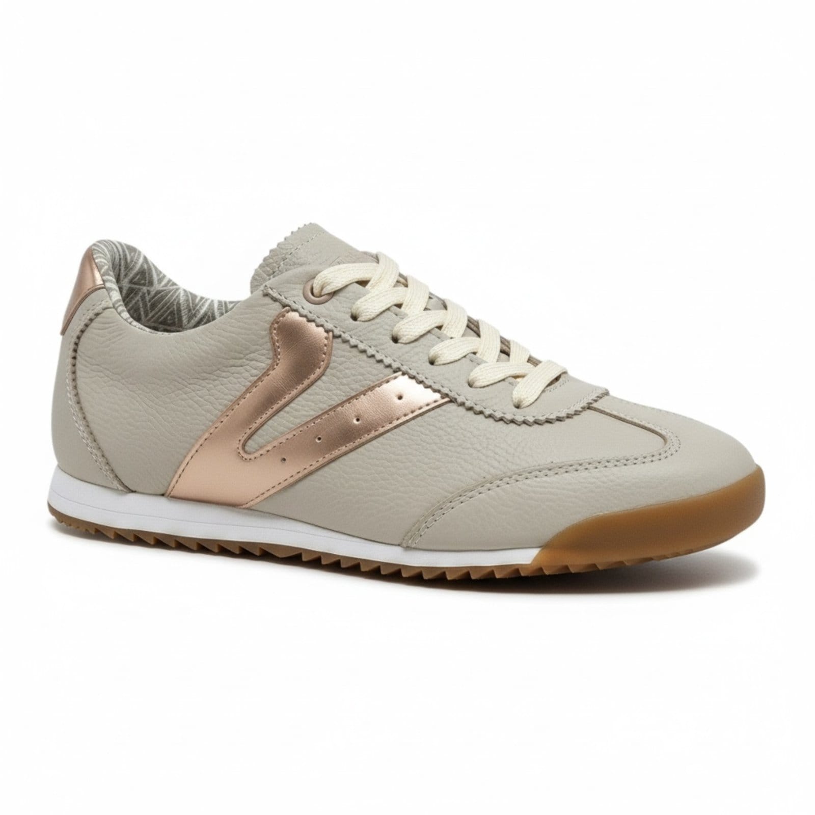 Tênis Feminino Couro Vittal Naomi Casual Clássico Retrô OffWhite Rosê