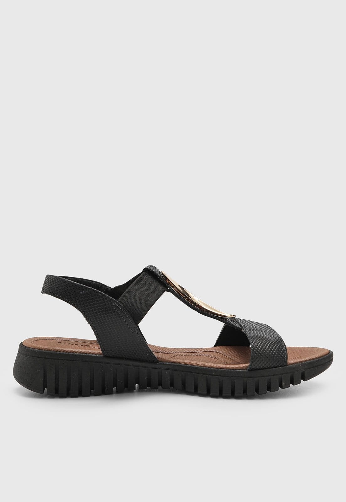 Vista 2 Sandália Feminina Usaflex Salto Baixo Preta Usaflex preto