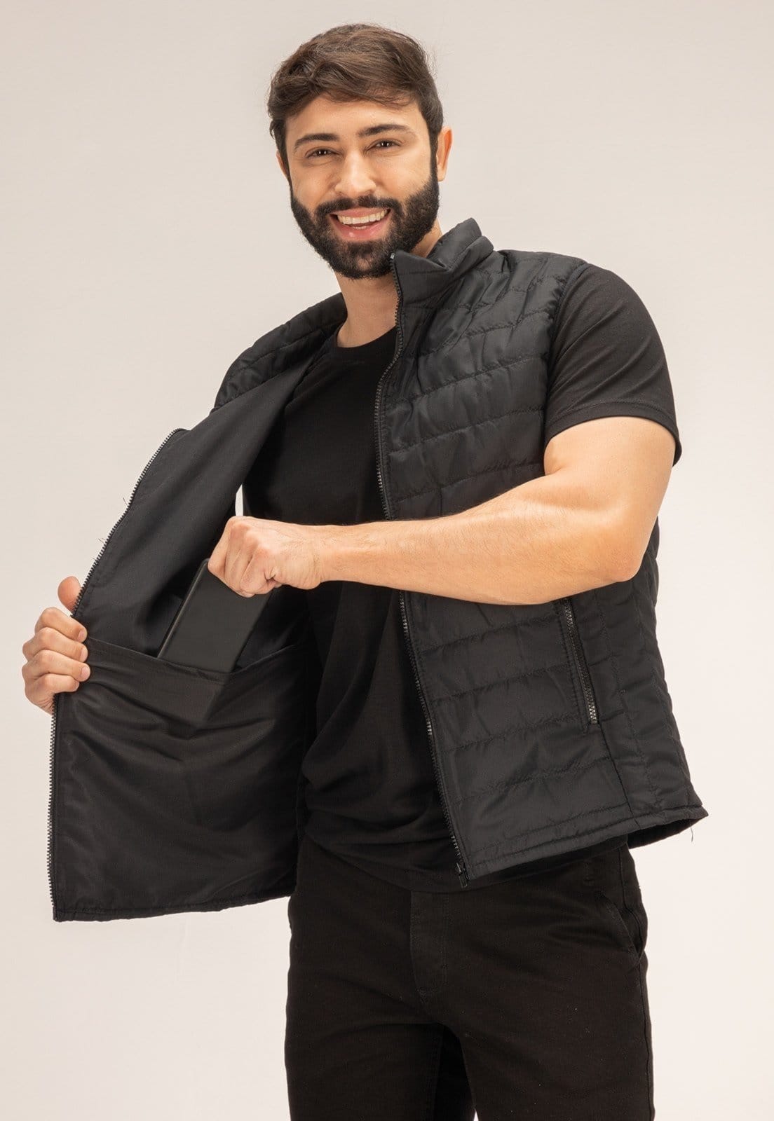 Colete Puffer Masculino Acolchoado Gola Alta