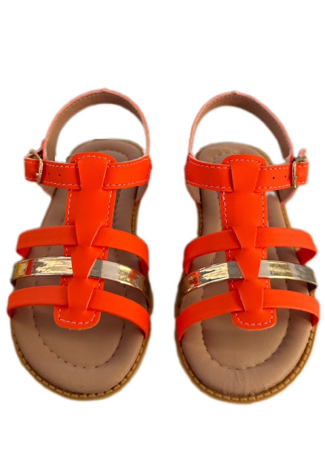Vista 2 Infantil - Sandália menina de tiras Solzim e dourado SOLZIM CALÇADOS laranja