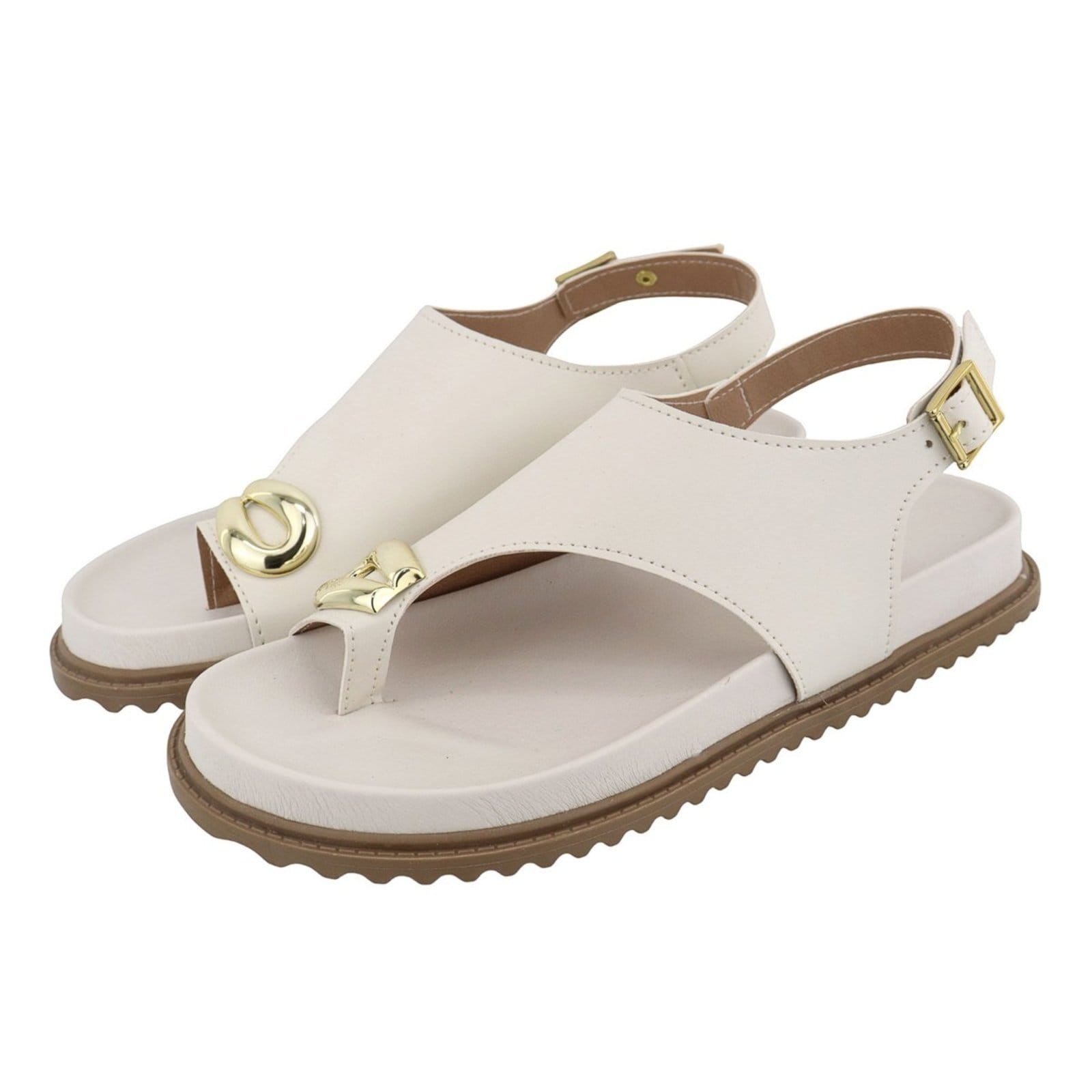 Vista principal Sandália Papete Feminina Lançamento Dedo Off White TELLINI STORE off-white white