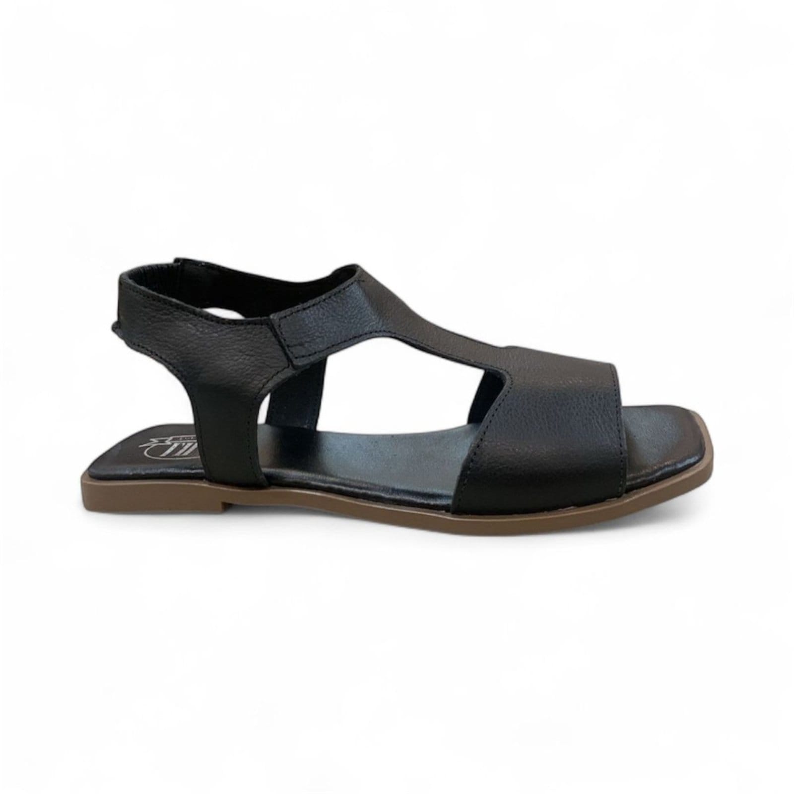 Vista principal Sandália Rasteira Flat Piazza Balatore em Couro PZ003 Balatore Shoes preto