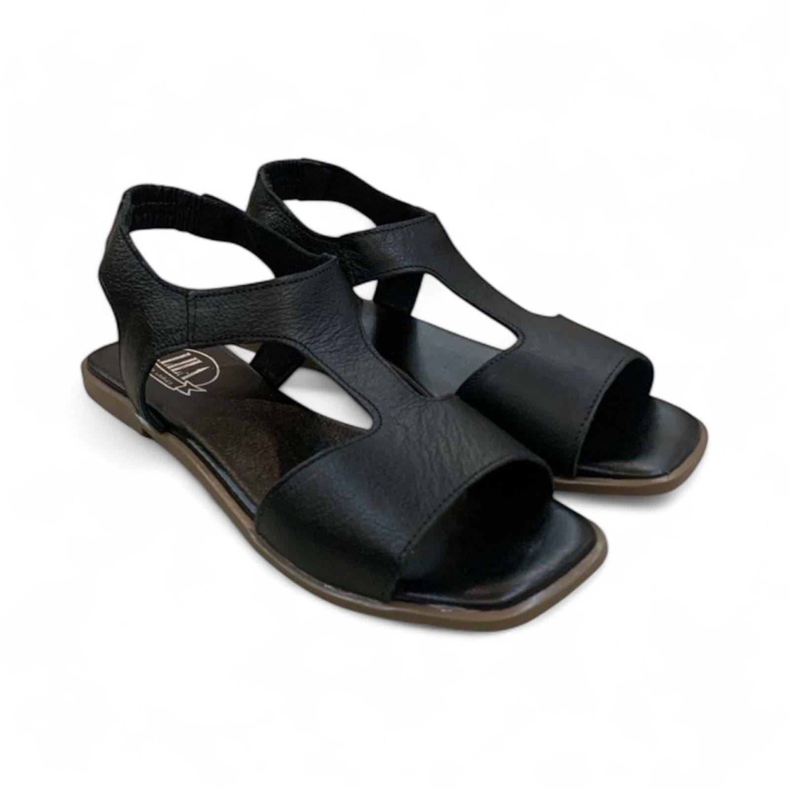 Vista 2 Sandália Rasteira Flat Piazza Balatore em Couro PZ003 Balatore Shoes preto