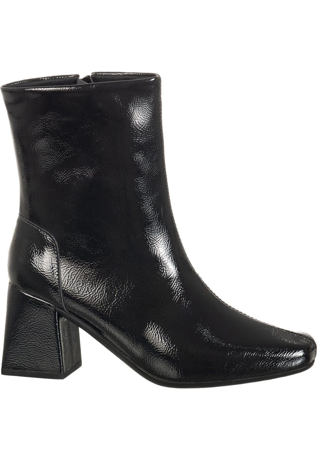 Vista 2 Bota Feminina Bico Quadrado GiGiL Cano Curto Verniz Gigil preto