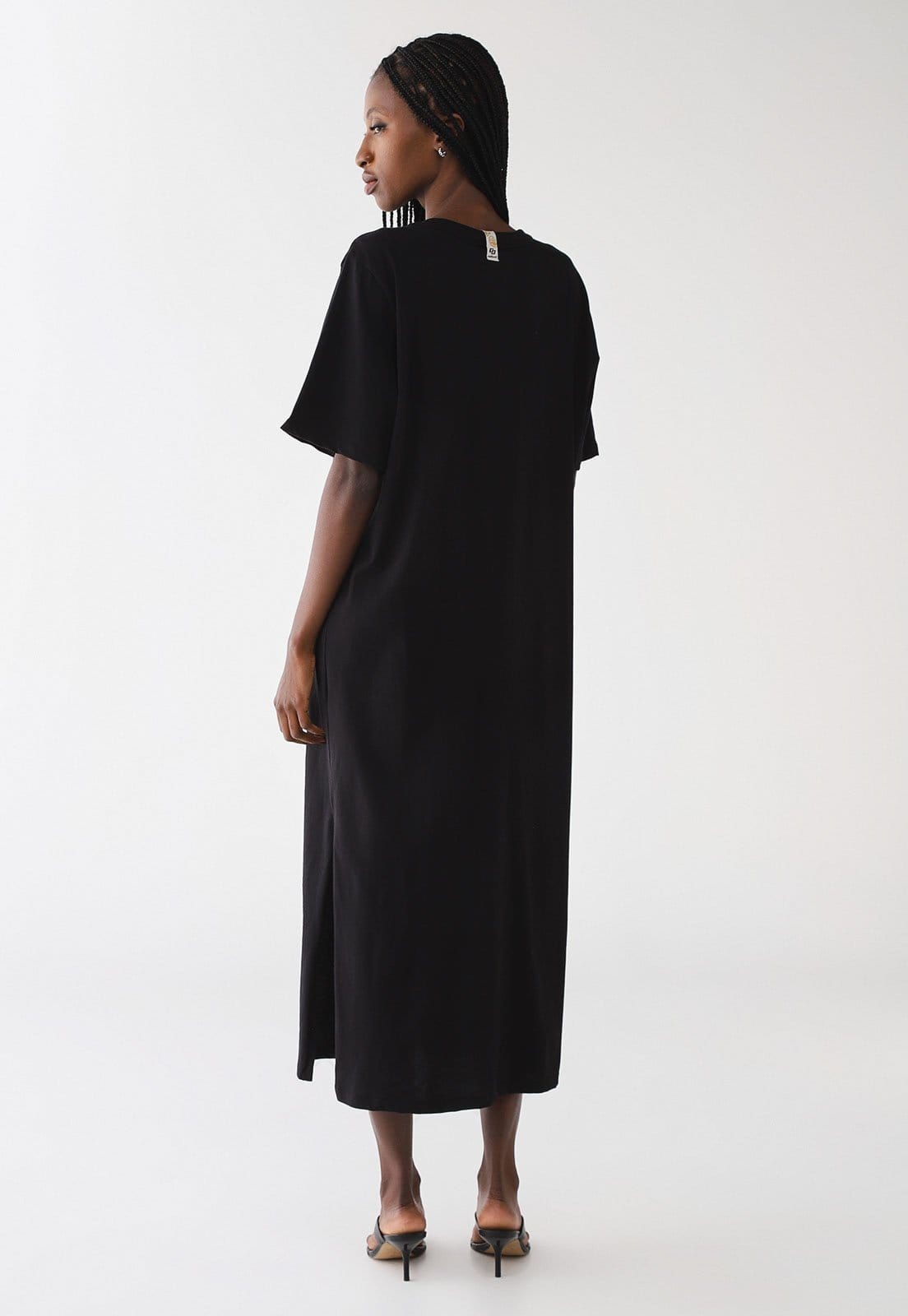 Vista 2 Vestido Feminino Colcci Midi Estampa Frontal Colcci preto