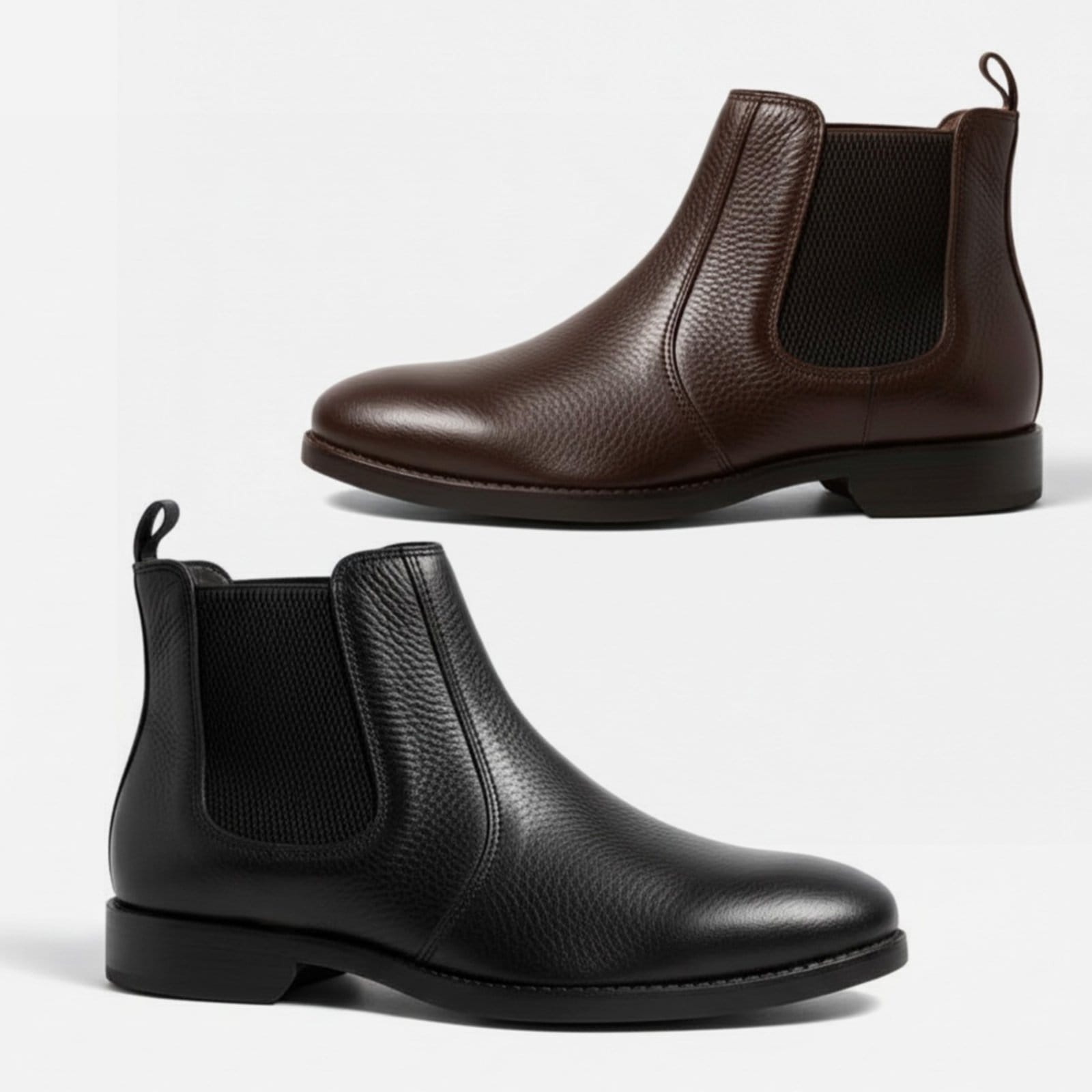 Kit Bota Masculina Chelsea London Vittal em Couro Legítimo Preta Confortável Anatômica