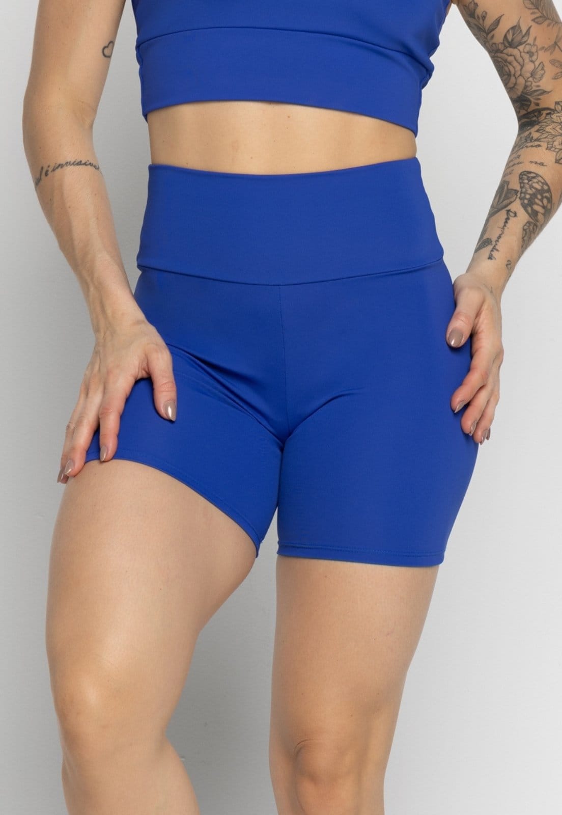 Vista principal Short Fitness Vekyo Poliamida Feminino Suplex Liso Academia Royal VEKYO azul
