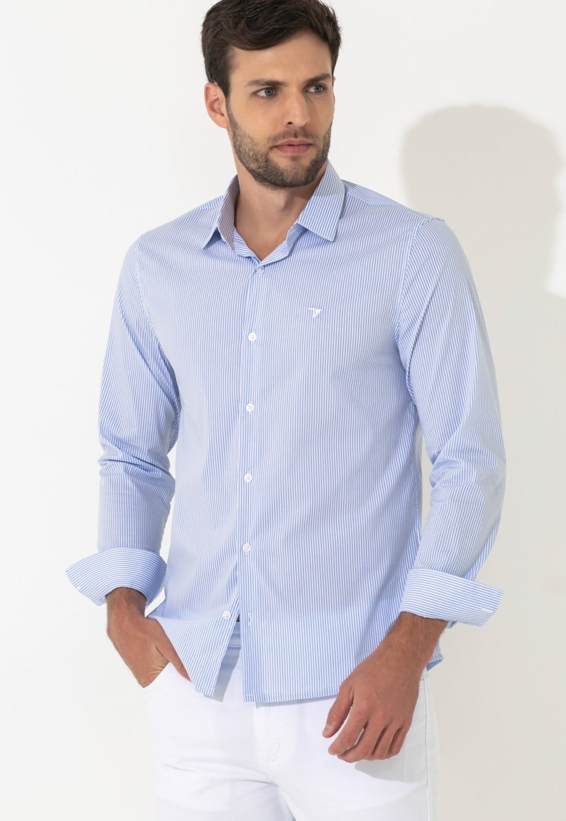 Camisa Traymon Listrada Slim Manga Longa