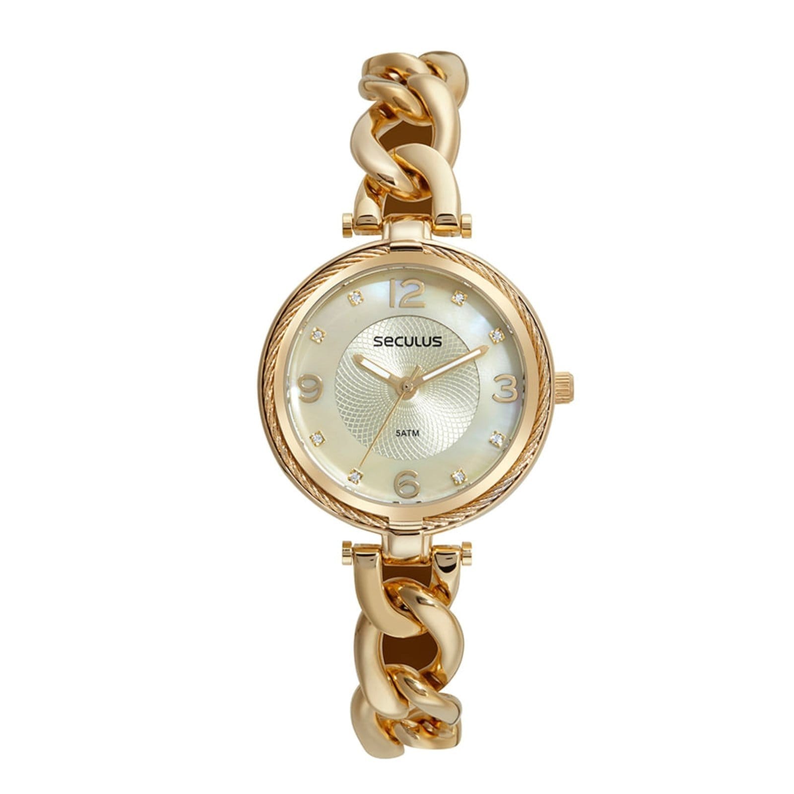 Relógio Seculus Feminino Madrepérola Corrente